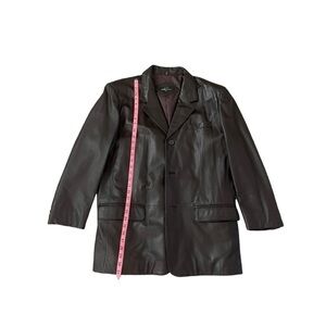 Dark brown genuine leather jones New York men's blazer jacket 40R NWOT